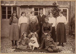 Widecombe WW1: Edmund Irish and family at Cator 1915. Picture courtesy of Mrs Ena Smerdon, taken from the Widecombe Digital Archive
