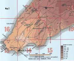 Widecombe WW1: Gallipoli peninsula showing Y beach