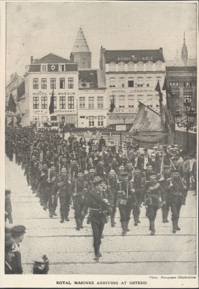 Widecombe WW1: Marines entering Ostend. Picture supplied by David Ashman